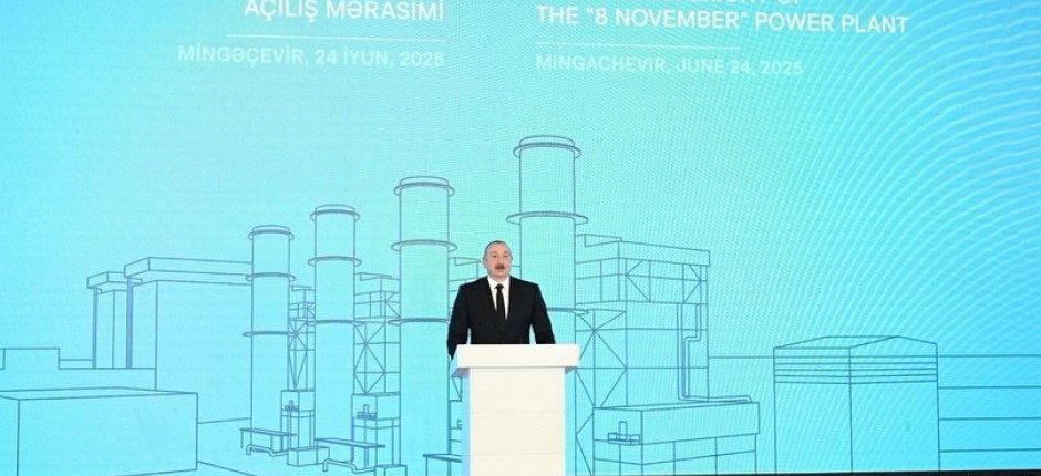 İlham Əliyev Mingəçevirdə “8 Noyabr” Elektrik Stansiyasının açılışında iştirak edib - FOTOLAR