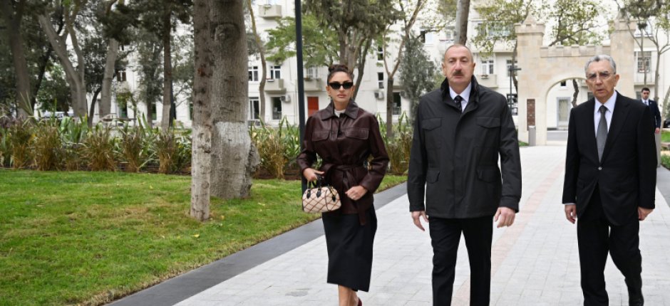 Prezident və xanımı Nərimanov rayonunda salınan yeni parkın açılışında iştirak ediblər - FOTOLAR