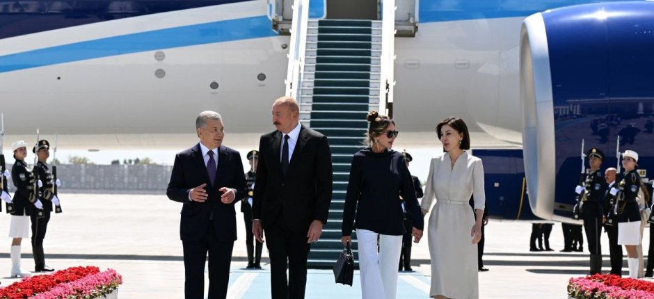 İlham Əliyev Özbəkistana dövlət səfərinə gəlib