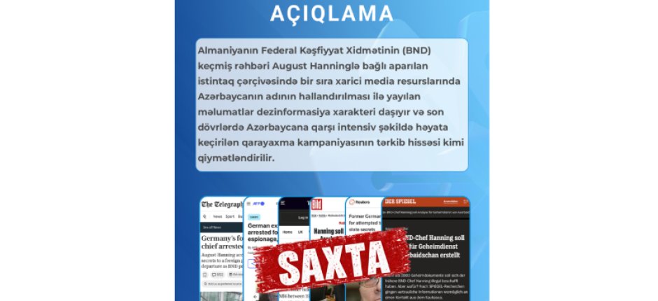 "Der Spiegel" və digər xarici KİV-də yayılan iddialara Azərbaycandan reaksiya
