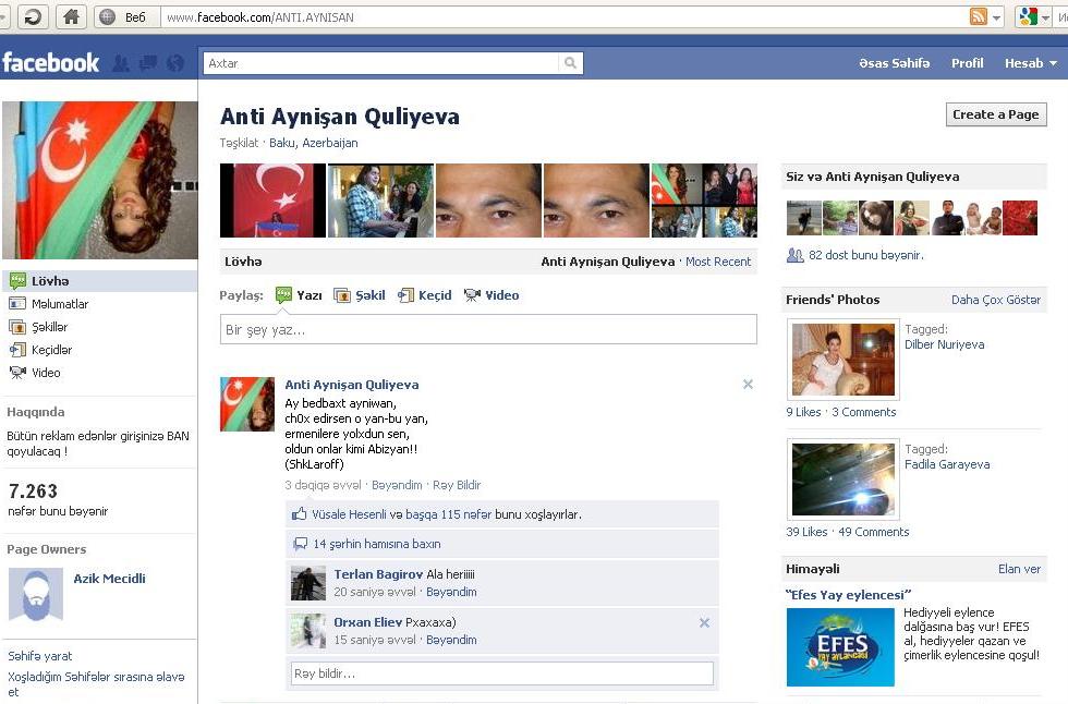 "Facebook"dakı azərbaycanlılar Aynişana qarşı birləşdilər (FOTO)