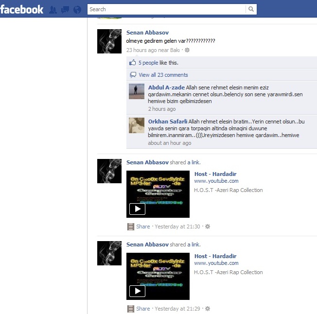 17 yaşlı Sənan özünü öldürməmişdən öncə "facebook"una nə yazmışdı? (FOTO)