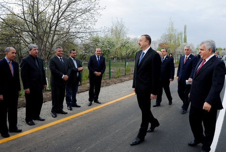 İlham Əliyev yol açılışında iştirak etdi - FOTOLAR
