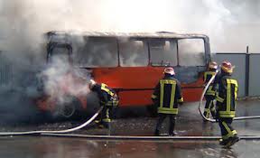 Bakıda avtobus yandı