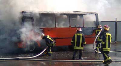 Bakıda avtobus yandı