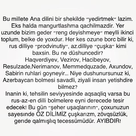 Murad Arifdən rus dilliləri qəzəbləndirəcək -  SÖZLƏR