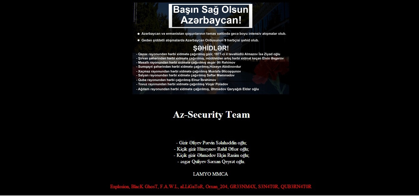 Hakerlərimiz 5 erməni saytını dağıtdı