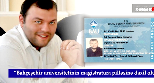 AZXEBER.COM-un baş redaktoru Türkiyədə magistraturaya qəbul olundu
