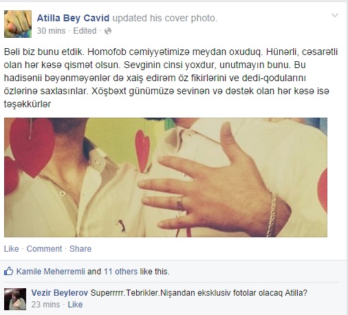 Azərbaycanda eynicinslilər nişanlandı- Fotolar