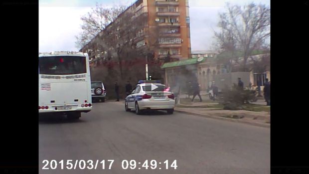 Yol polisinin avtomobili belə yandı – VİDEO