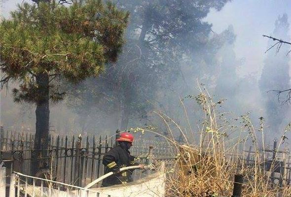 Bakıda qəbirstanlıq yanır- FOTO