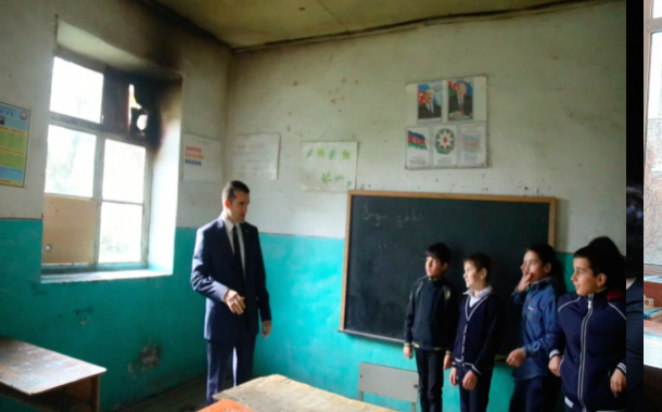 Əhməd Şahidov Qaxın Əlibəyli kənd orta məktəbində gördüklərindən dəhşətə gəldi — VİDEO