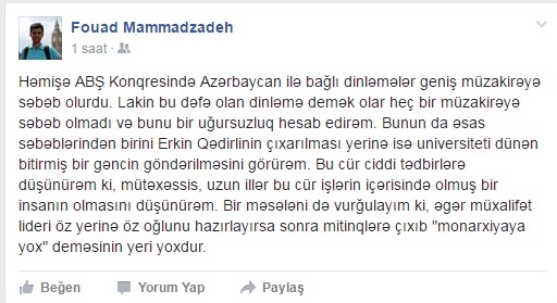 “Monarxiyaya yox“ deyən Əli Kərimli oğlunu öz yerinə hazırlayır?