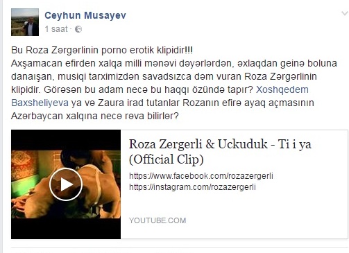 "Bu Roza Zərgərlinin porno-erotik klipidir, buna niyə söz demirsiz?" - VİDEO 