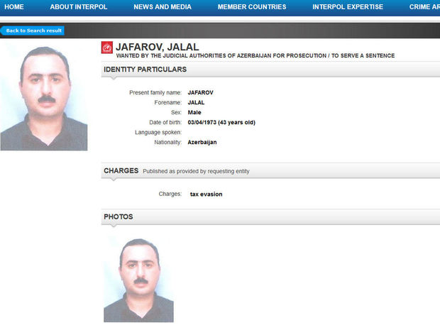 Daha bir azərbaycanlı beynəlxalq axtarışa verildi