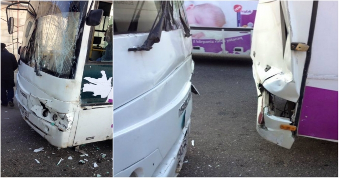 Bakıda daha bir avtobus qəza etdi - FOTOLAR