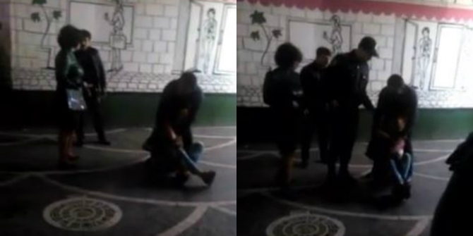 "Torqovı"da oğlan insanların gözü qarşısında qızı döydü - VİDEO