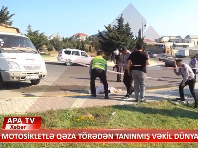 Azərbaycanda tanınmış vəkil motosikleti ilə qəza keçirib öldü - Hadisə yerindən görüntülər