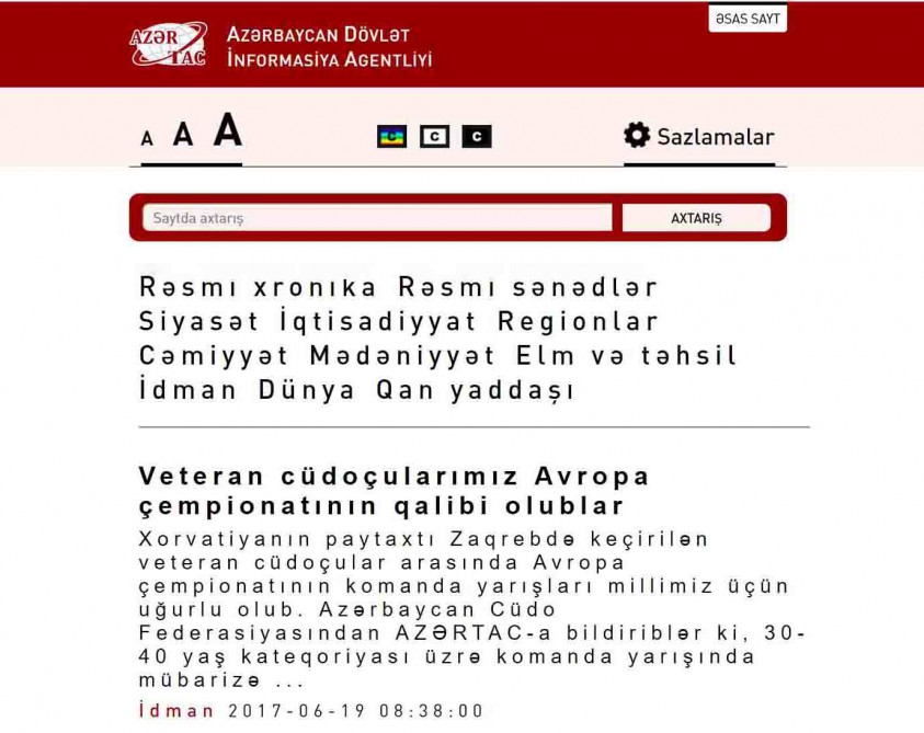 AZƏRTAC-ın saytının zəif görənlər üçün versiyası istifadəyə verilib VİDEO