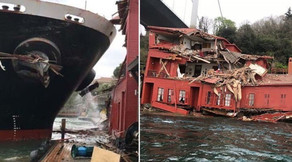İstanbulda tanker boğaz sahilində yerləşən XVIII əsrə aid saraya çırpılıb - FOTO