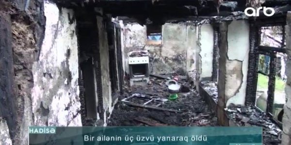 Ata, ana və babanın öldüyü dəhşətli yanğının görüntüləri - VİDEO
