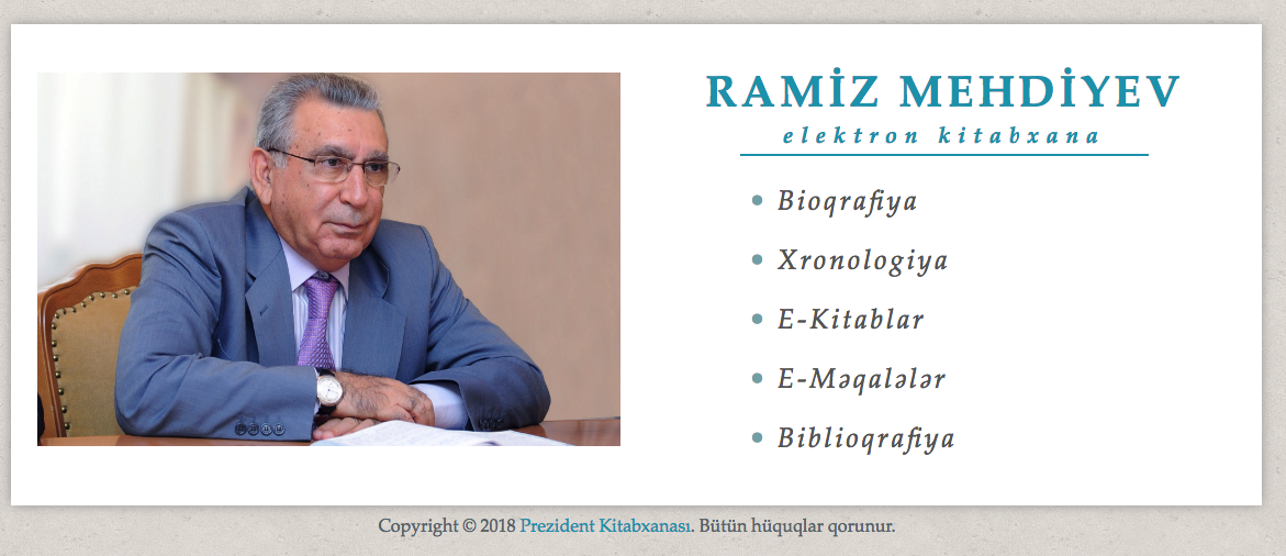 “Ramiz Mehdiyev. Elektron kitabxana” layihəsi istifadəyə verilib