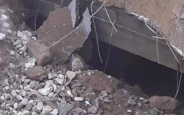 Bakıda çökmüş yolun altında tunel aşkarlandı - Fotolar