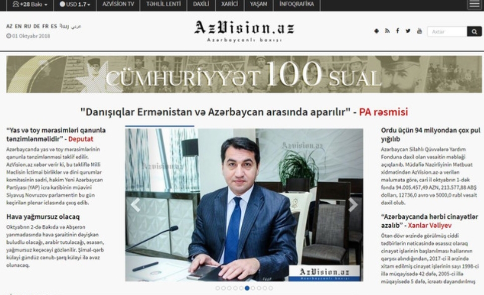 "Azvision.az" xəbər portalının 6 yaşı tamam olur
