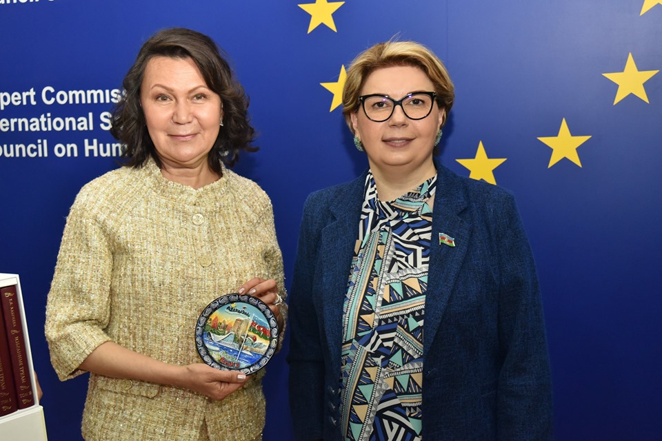 Taliya Xabrievanın rəhbərlik etdiyi nümayəndə heyəti AMEA İnsan Hüquqları İnstitutunun akademikləri ilə görüşdü - FOTOLAR
