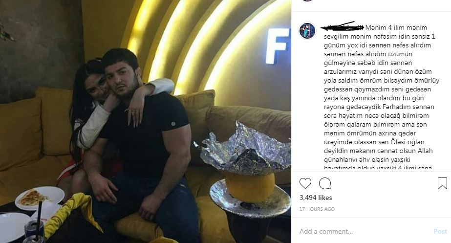 Qəzada ölən dünya çempionunun sevgilisindən ürək parçalayan sözlər - FOTO