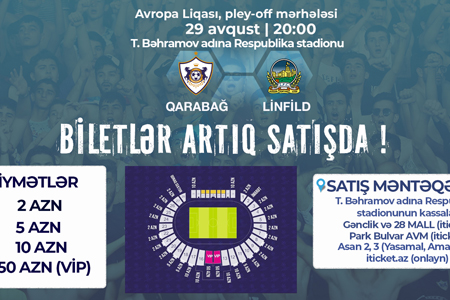 “Qarabağ” – “Linfild” görüşünün biletləri satışda