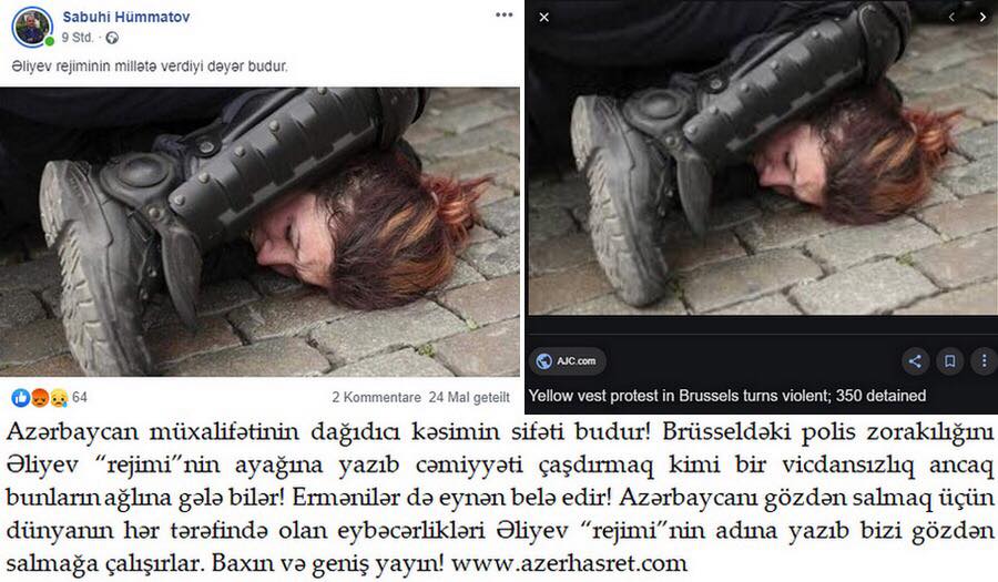 Müxalifət Avropada aksiya zamanı çəkilən fotonu Bakıdakı kimi təqdim etdi - FOTOFAKT