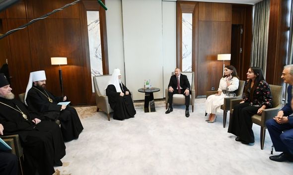 İlham Əliyev və Mehriban Əliyeva Patriarx Kirill ilə görüşdü - FOTO