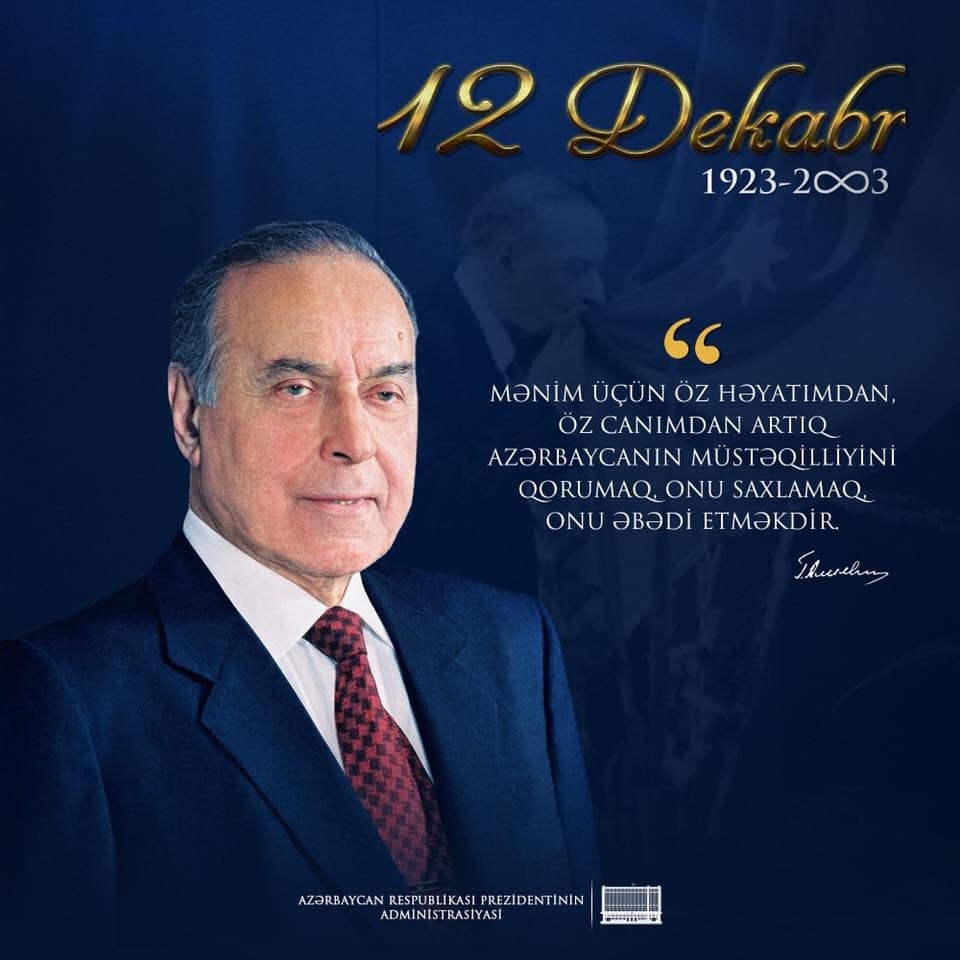 Bu gün ümummilli lider Heydər Əliyevin anım günüdür