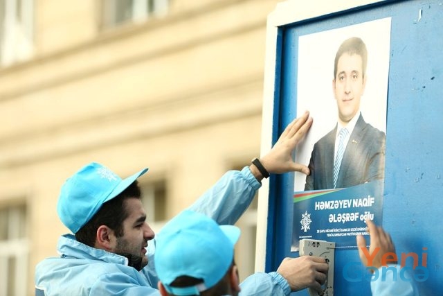 Gəncədə seçkiqabağı təşviqat kampaniyasına start verildi - FOTOLAR
