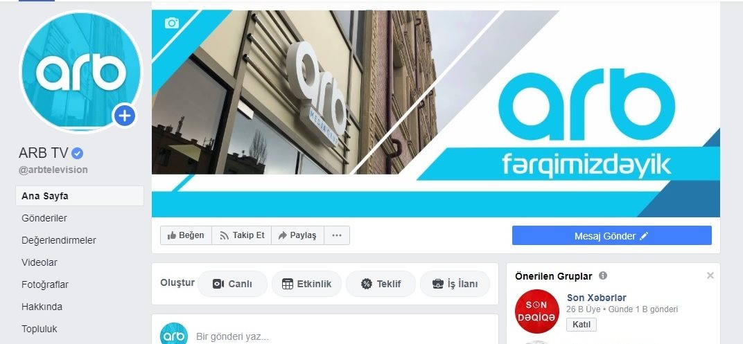 Azərbaycanda İLK: “Facebook” ARB telekanalının rəsmi səhifəsini təsdiqlədi - FOTO