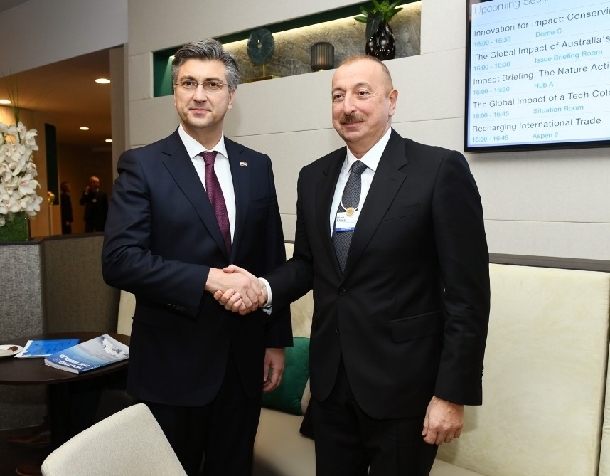 İlham Əliyev Davosda Xorvatiyanın Baş Naziri ilə görüşüb