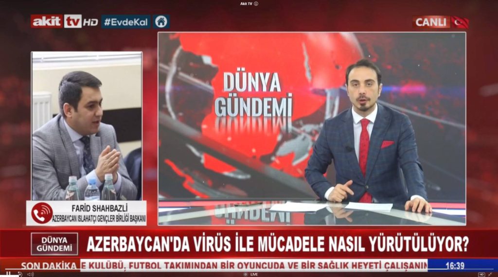 Fərid Şahbazlı Türkiyə televiziyasına Azərbaycanda koronavirusa qarşı mübarizədən danışıb - VİDEO