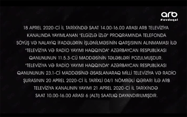 ARB TV yayımını bərpa etdi