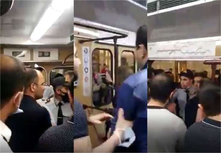 Bakı metrosunda maskaya görə dava salan şəxslər saxlanıldı - FOTO