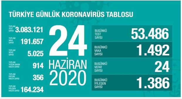 Türkiyədə son sutkada 24 nəfər koronavirusdan ölüb