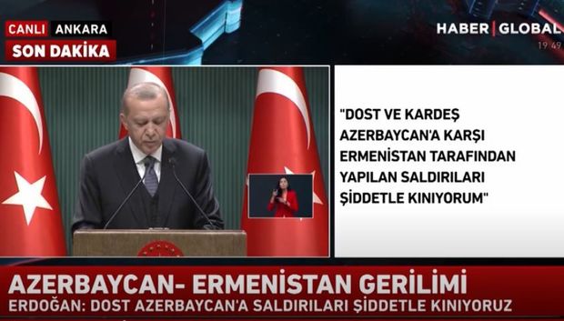 Ərdoğan Ermənistanın Azərbaycana hücumunu qınadı - VİDEO