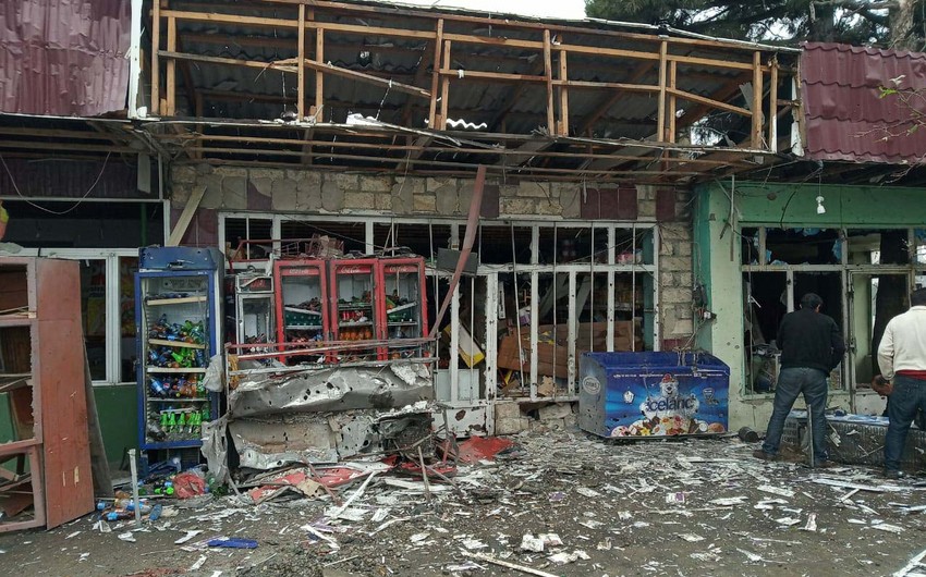 Ermənilər Ağdama yenidən mərmi atdı, mağaza, kafe və çayxanaya ziyan dəydi - FOTO