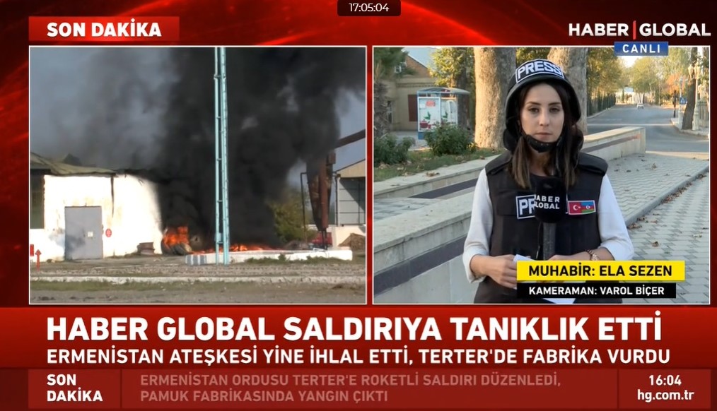 “Haber Global” Tərtərə raket zərbəsini hadisə yerindən yayımladı - VİDEO