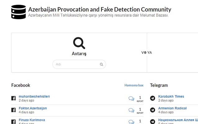 Ermənilərin saxta səhifələrini müəyyən etmək üçün fake.az saytı yaradıldı