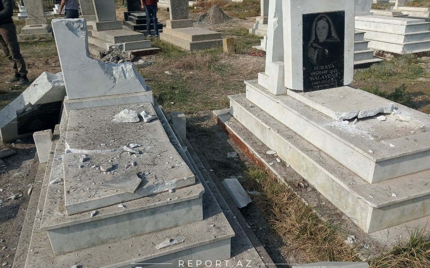 Ermənilər Ağcabədiyə raket atıb, qəbiristanlıq dağılıb