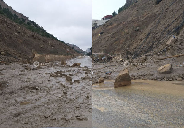 Badamdarda torpaq sürüşməsi oldu - FOTO