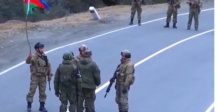 Kəlbəcərdə rus sülhməramlıları ilə Azərbaycan hərbçilərinin görüşü - VİDEO
