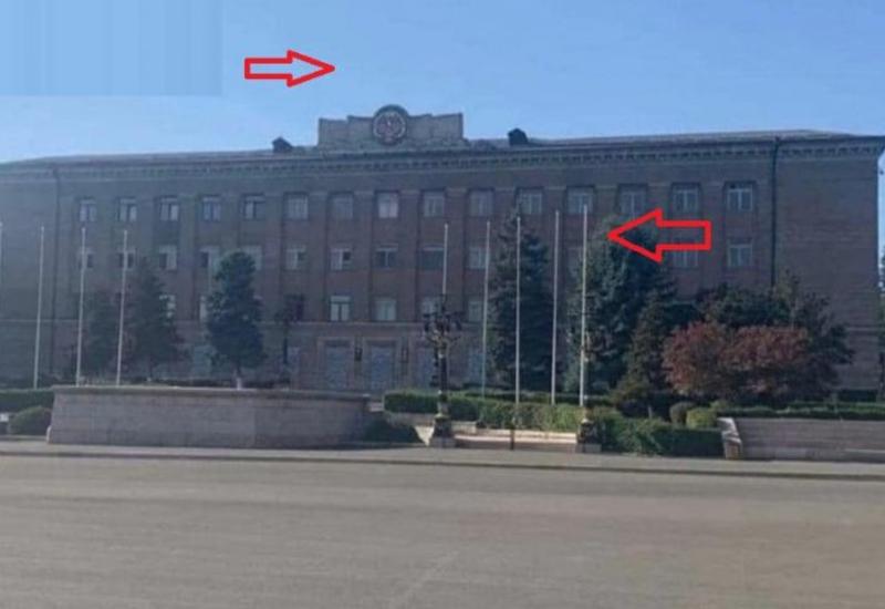 Xankəndidə qondarma rejimin "bayraq"ları endirildi - FOTO