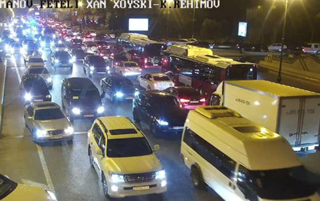 Bakının bu yollarında sıxlıq müşahidə olunur